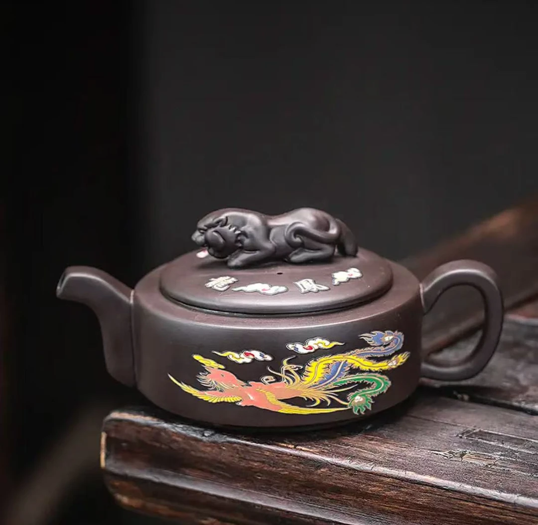 变色紫砂凤鸣茶壶卧虎藏龙大师级功夫茶具套装家用高档龙凤呈祥款