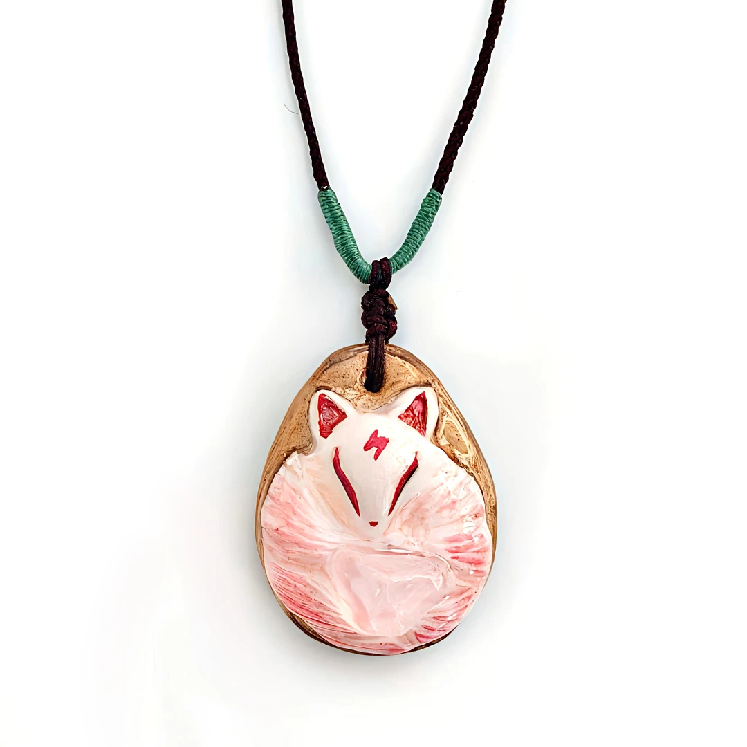 非金属布艺项链 花儿纯手工粘土符文小狐狸大头2.0版本小众项链