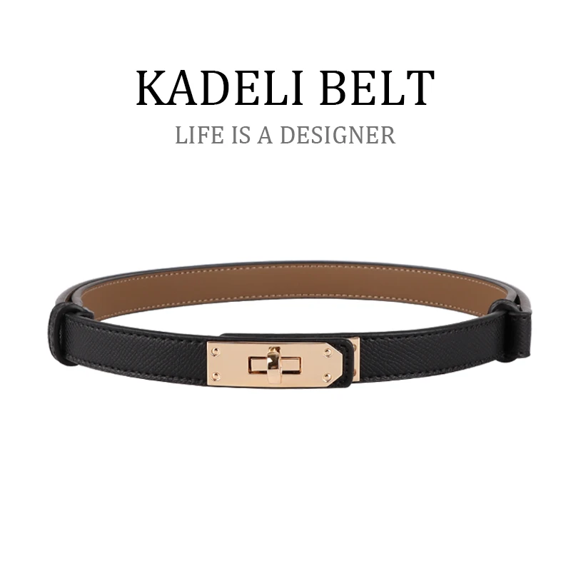 连衣裙腰带女款真皮对扣细裙带韩国潮流束腰大衣风衣装饰皮带无孔