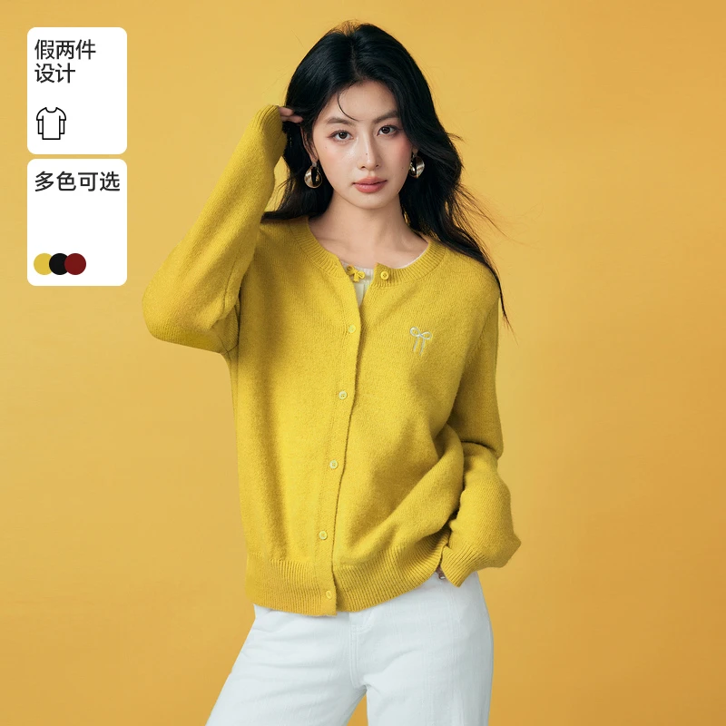 Basic House/百家好QL欧若风春宽松简约毛衣针织开衫B0625H5A102