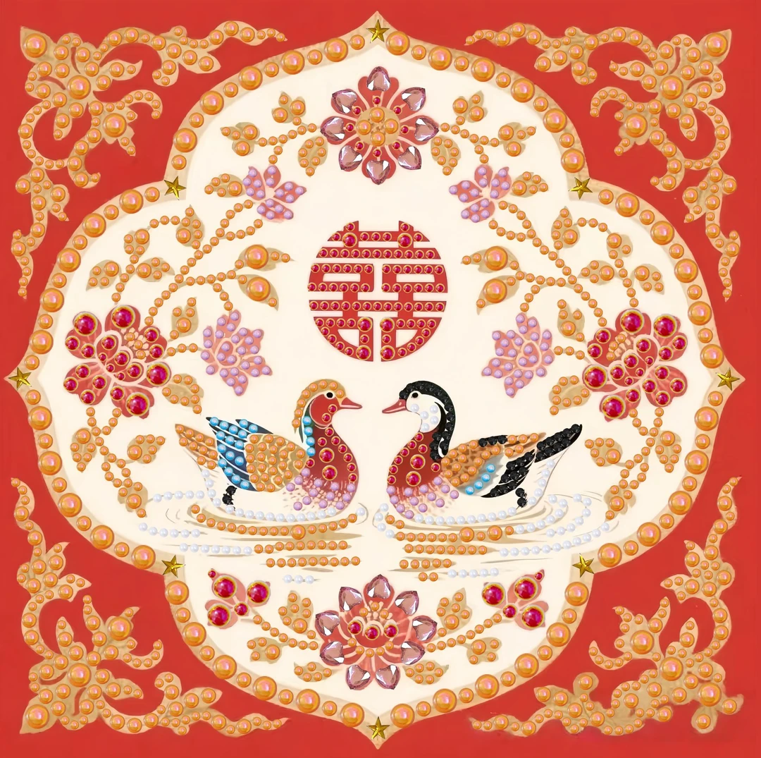 25*25龙凤呈祥珍珠装饰画中式diy粘贴手工全套材料新婚礼物