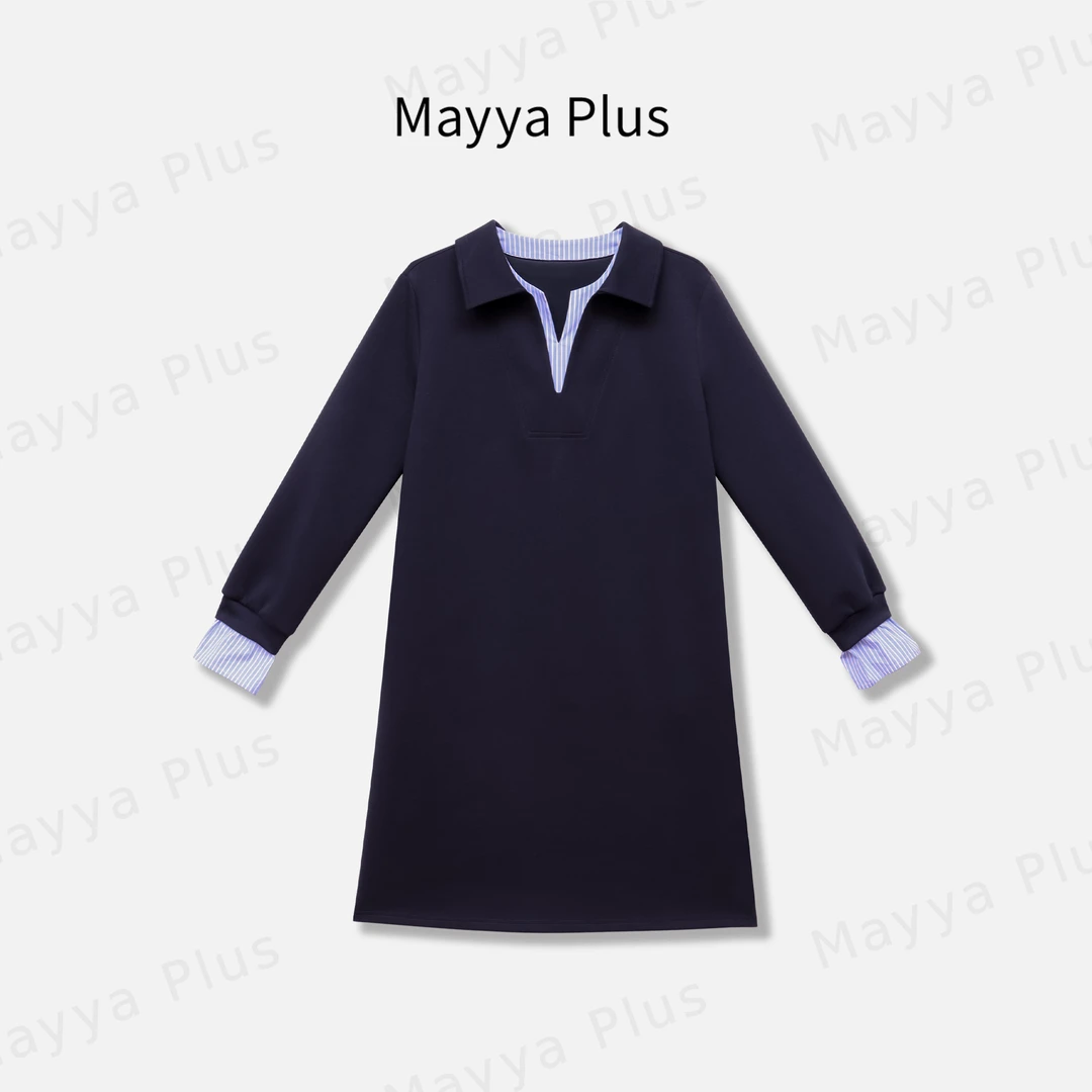 【缪系卫裙】Mayya Plus麦芽定制流光风假两件针织连衣裙子32536953