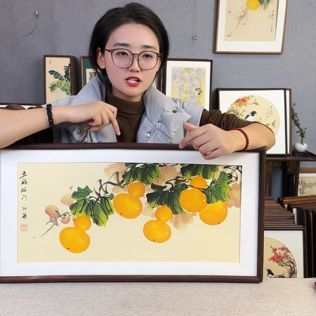 国画手绘带框尺寸： 36*69