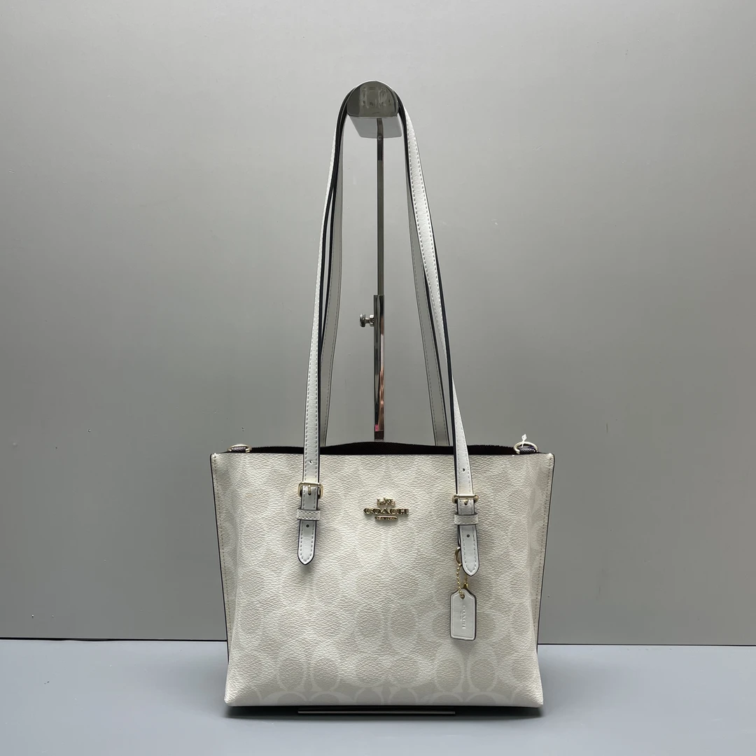 90新 COACH/蔻驰 小林少肩带mollie25白老花菜篮子25*20* C010305