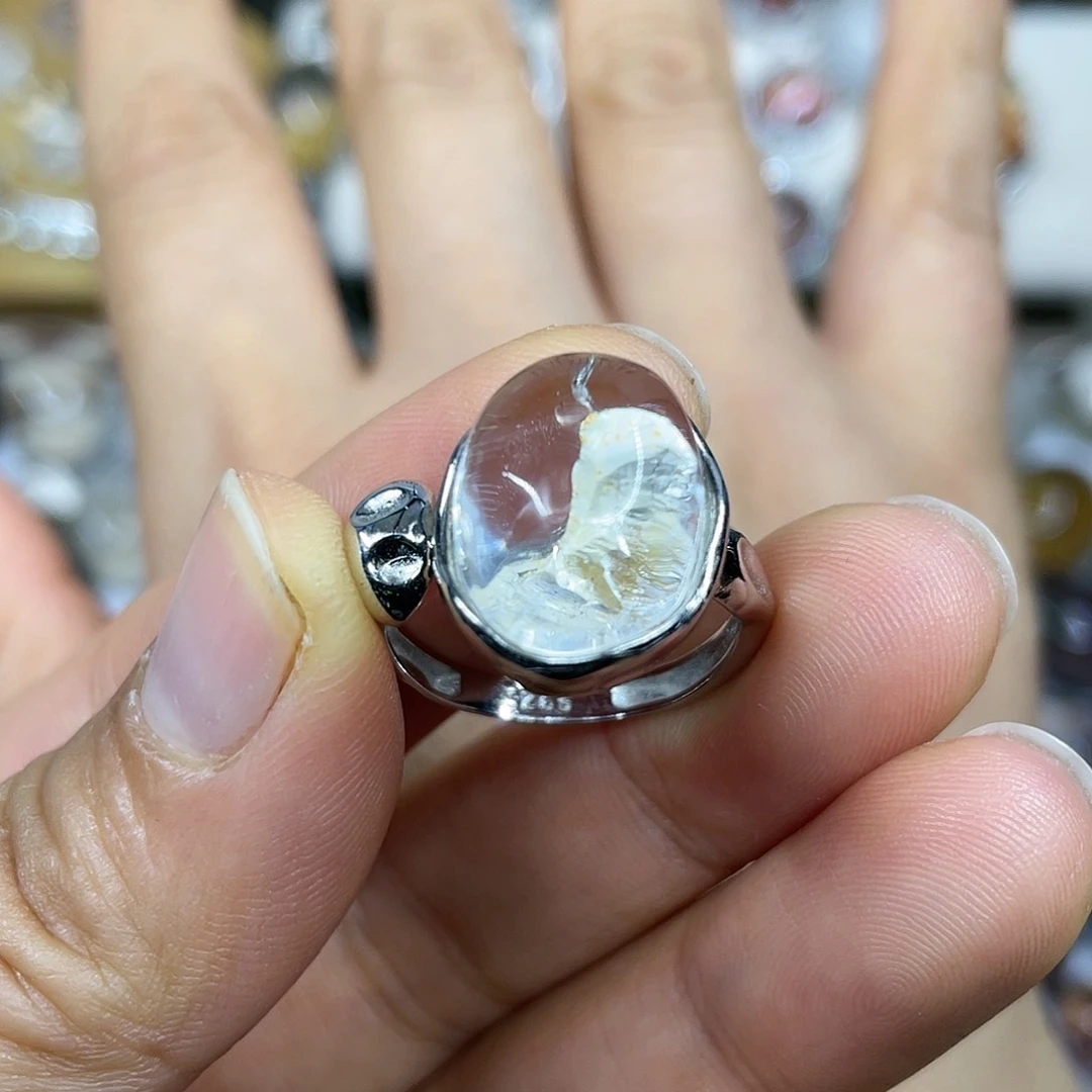 【闪购商品】银S925镶嵌珠宝半成品水晶戒指