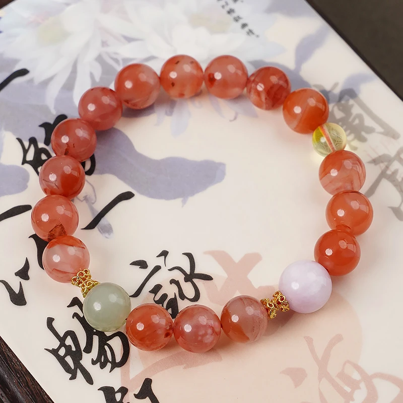 新年南红和田玉转珠手链-JS0014