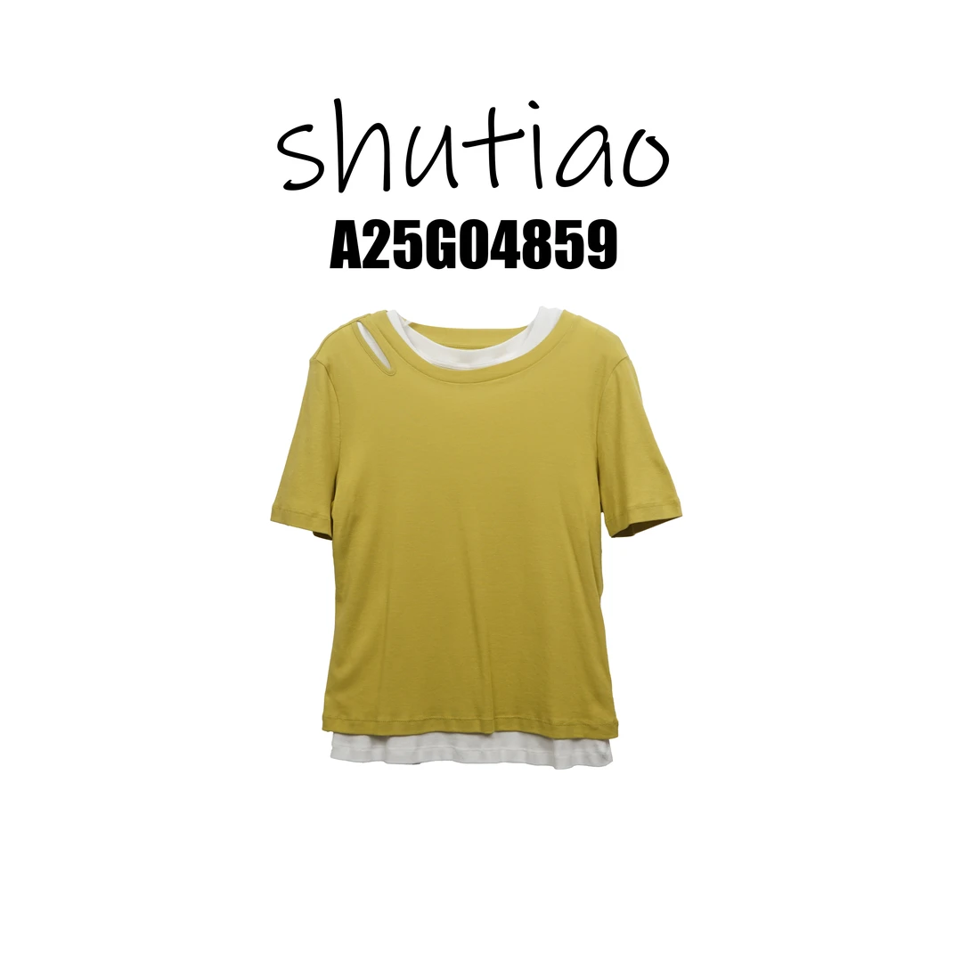 【SHUTIAO】2025夏季：新款小众设计款T恤A25G04859