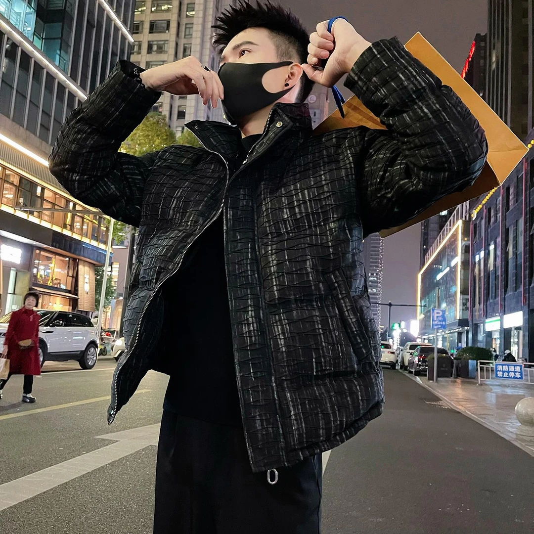 轻奢痞帅男装立领加厚棉服外套男款冬季2025新款时尚休闲保暖棉衣