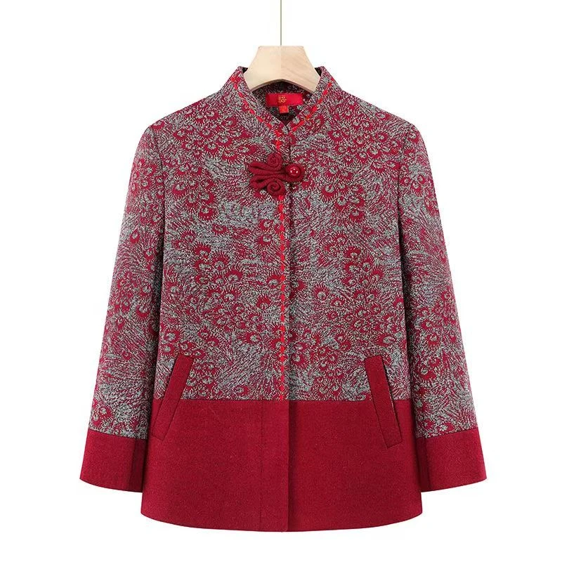 11876-中老年加绒厚外套气质妈妈装老太太洋气衣服【A仓】