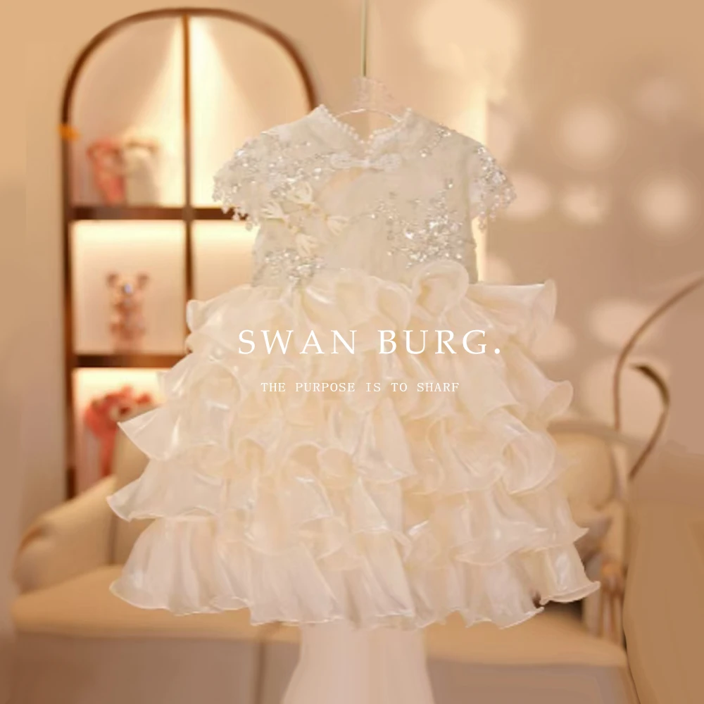 【Y.d1261】2025新款女童气质重工蛋糕连衣裙女童甜美中式公主裙