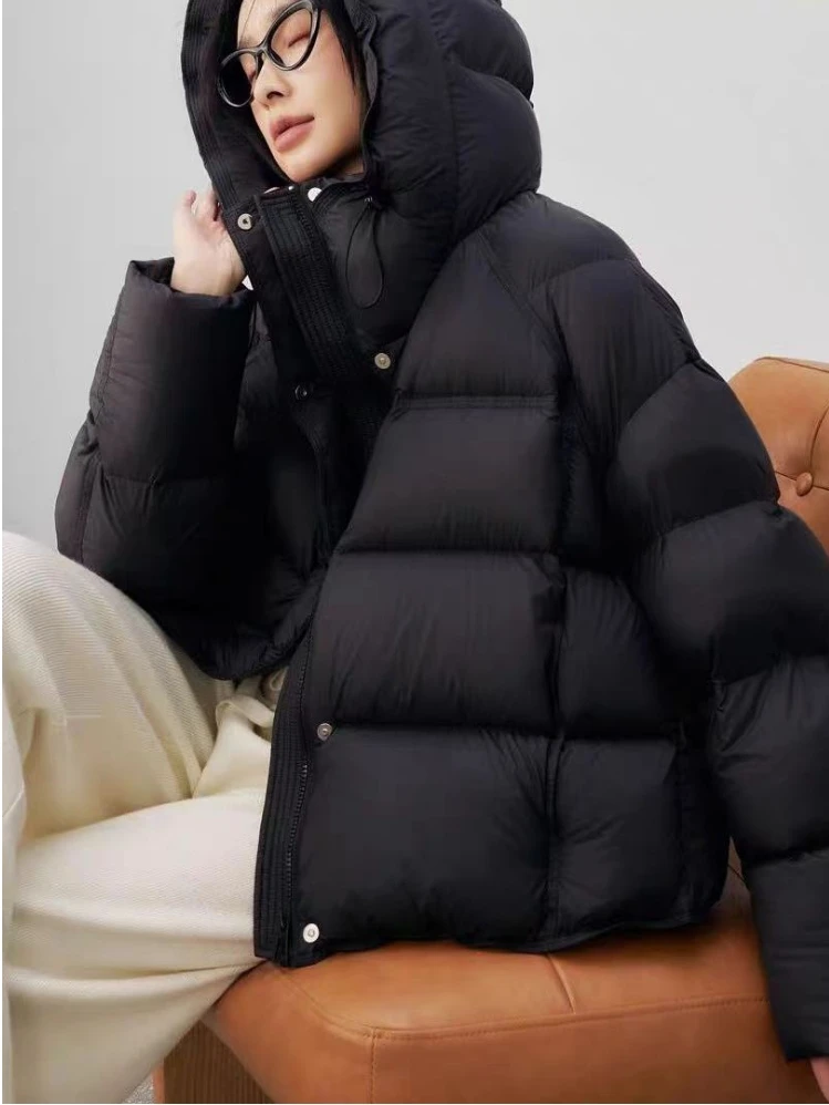 堇兰2024新款90鹅绒保暖连帽羽绒服气质加厚保暖外套H227婷婷