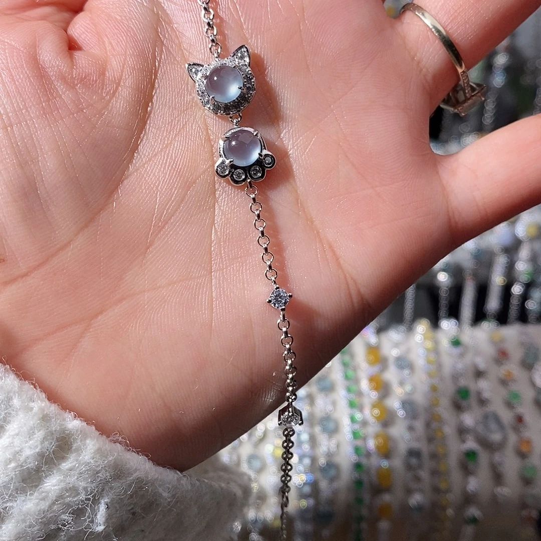 翡翠银S925镶嵌手链