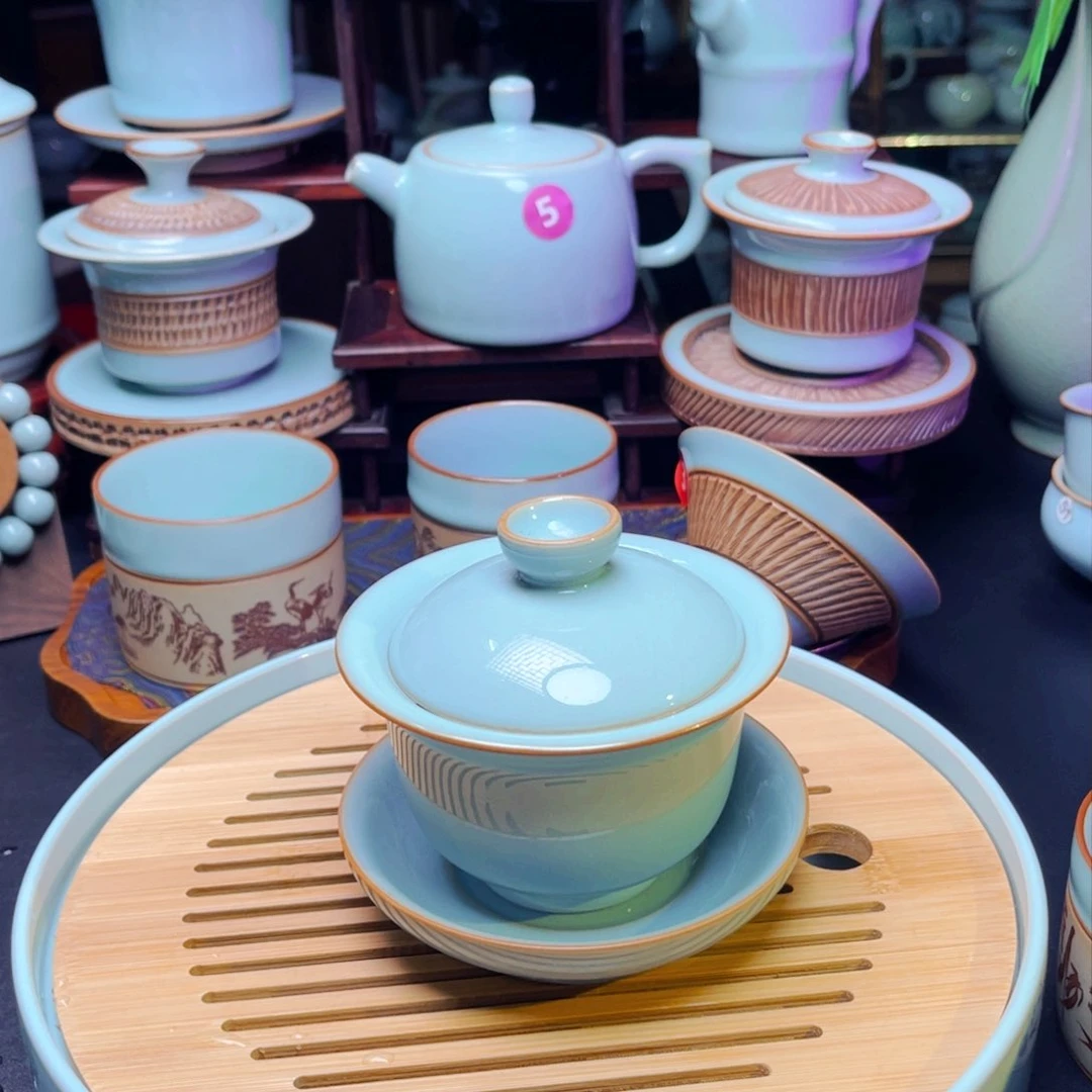 【闪购商品】老*童汝州单壶，杯，串，盖碗运圈