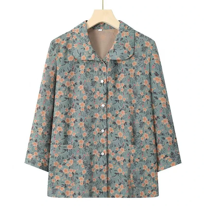 7824-中老年妈妈装夏季休闲减龄妈妈装外套短袖【1楼东】