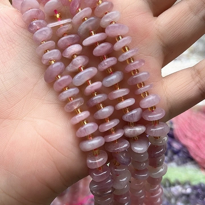 未镶嵌玛瑙/玉髓珠宝半成品一条紫马粉晶随型隔片