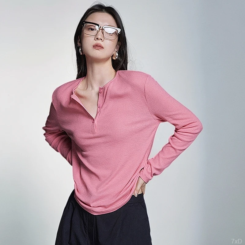 宽松长袖女装上衣圆领针织开衫早春2025小树莓绝美独特粉新款毛衣