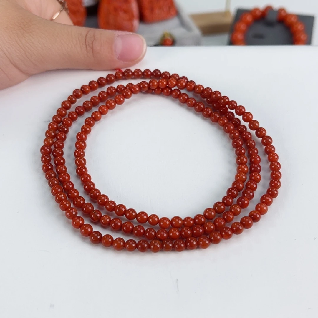 南红玛瑙川料牛血红多圈4未镶嵌