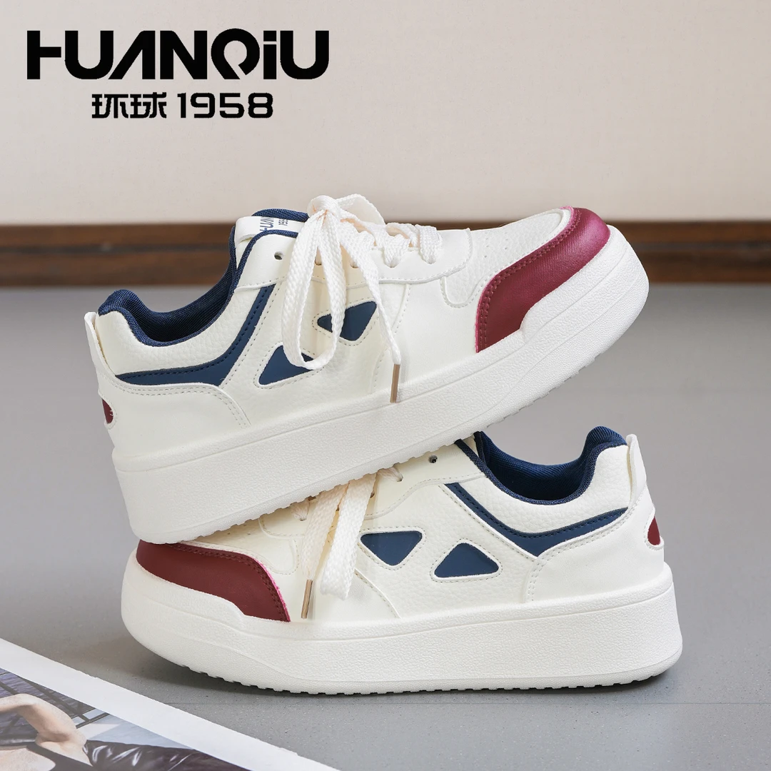 HUANQIU/环球时尚小白鞋2025爆款春秋新款韩版潮流板鞋百搭休闲鞋