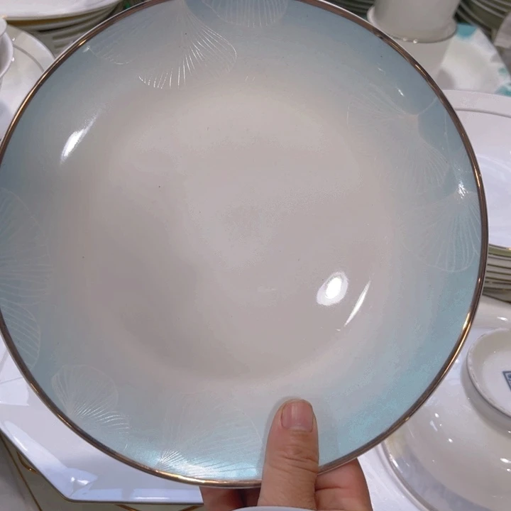 瓷片八寸浅盘六个微瑕