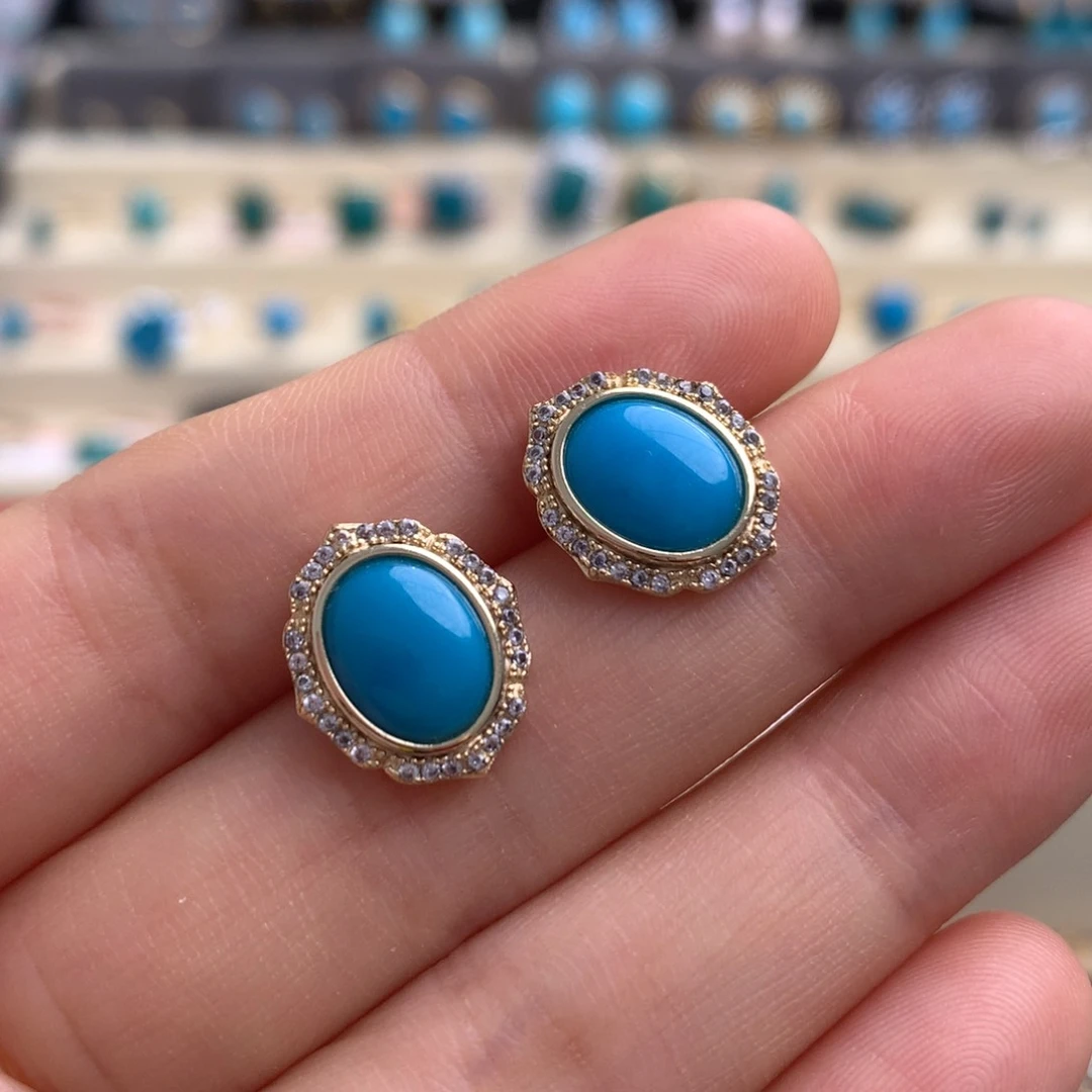 未镶嵌绿松石耳钉