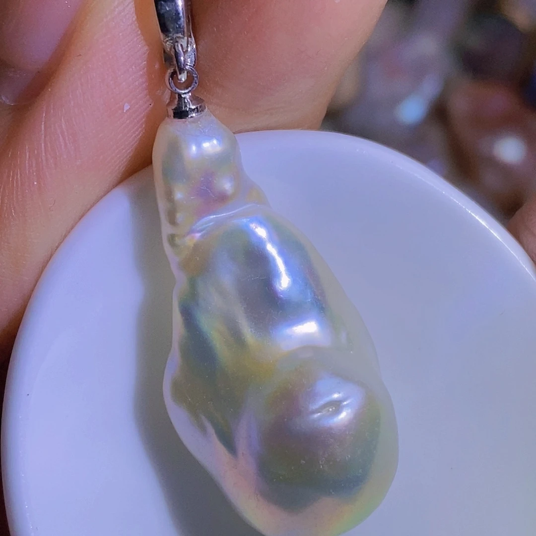 银S925镶嵌天然淡水珍珠（微瑕）淡水珍珠
