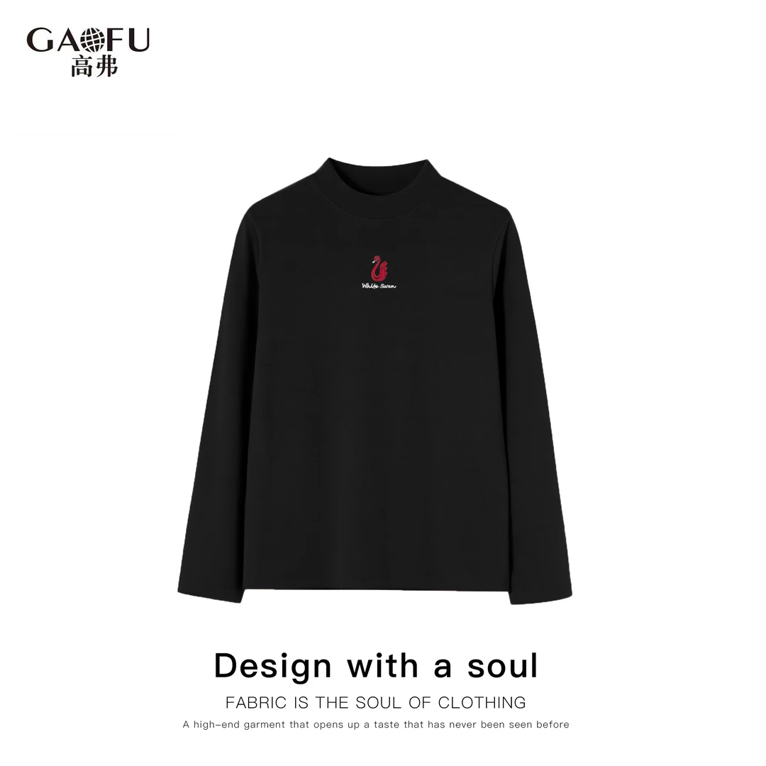 高弗/GAOFU ''刺绣天鹅‘’ 300克【天丝羊毛】德绒保暖打底衫女A3535