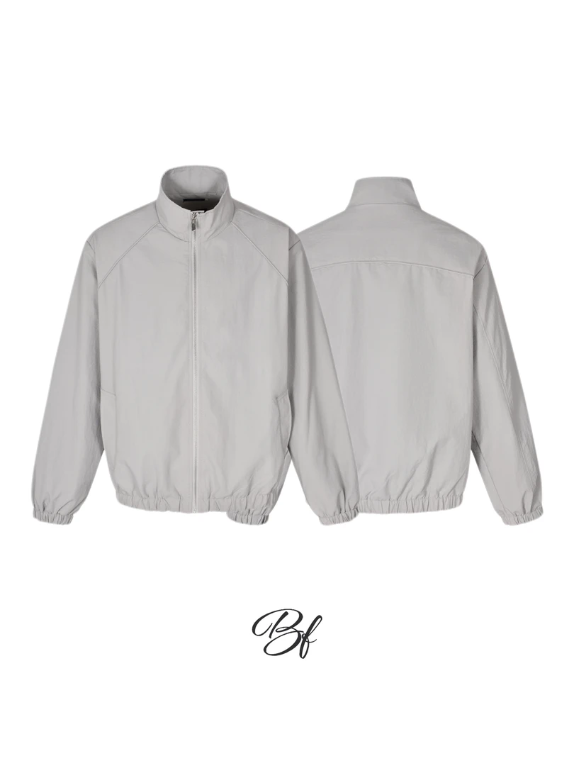 BUFANSTUDIO秋冬新款复古微垫肩立领夹克纯色cleanfit外套极简