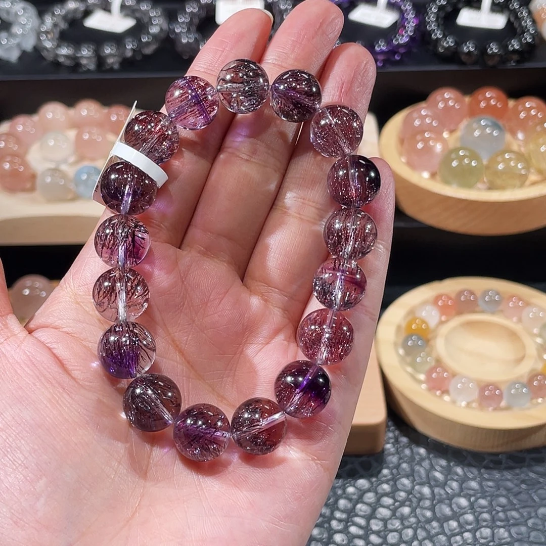 水晶手链未镶嵌超七手链，晶体通透