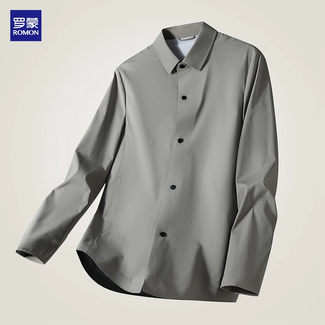 罗蒙高档春秋新款男士商务翻领薄款休闲夹克外套1Z249T23011ZB