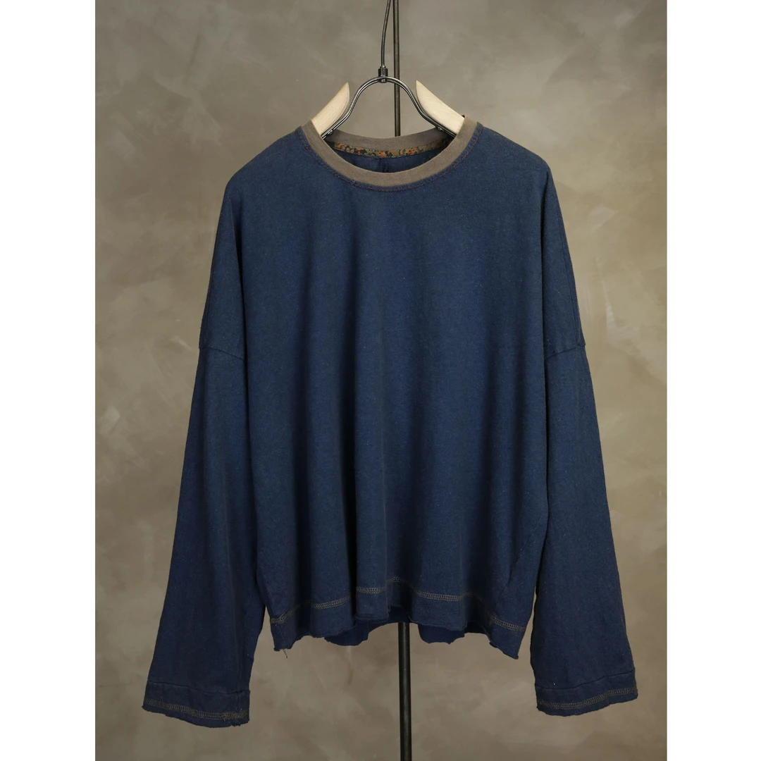 2025亚麻手工撞色领T恤