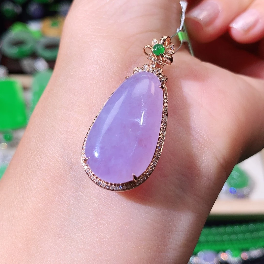 翡翠18K金镶嵌吊坠(不含链)