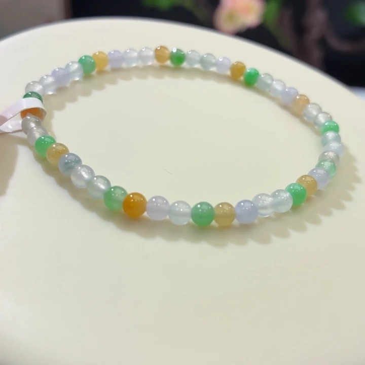 翡翠未镶嵌手链冰胶多彩卡3.9