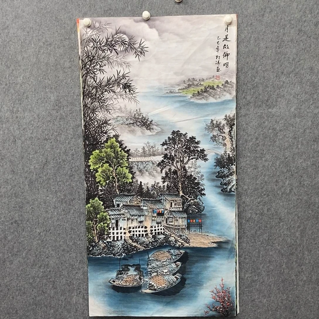 国画四尺夜景江南一副