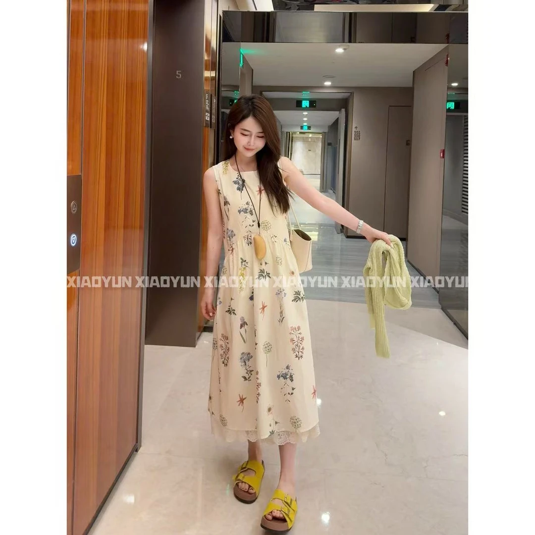 蕾丝边碎花裙 小允姐姐2025新款时尚气质高级蕾丝边碎花裙