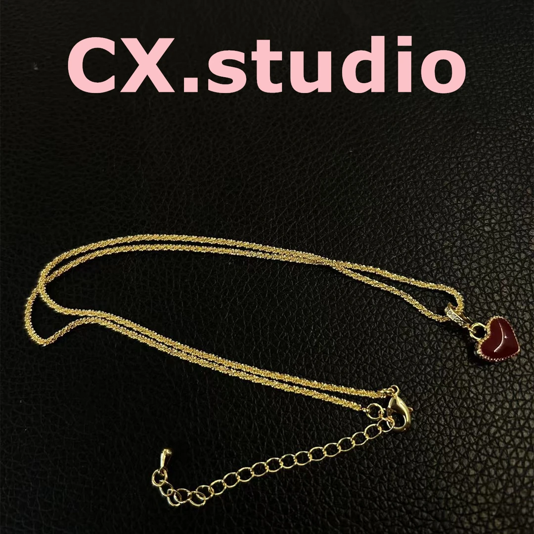 铜合金项链 轻奢双面爱心项链 3004