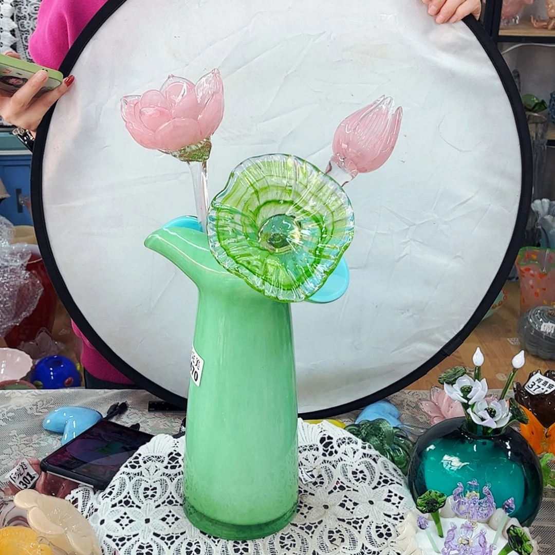 一套3花1瓶 家悦琉璃工艺品瓶不完美