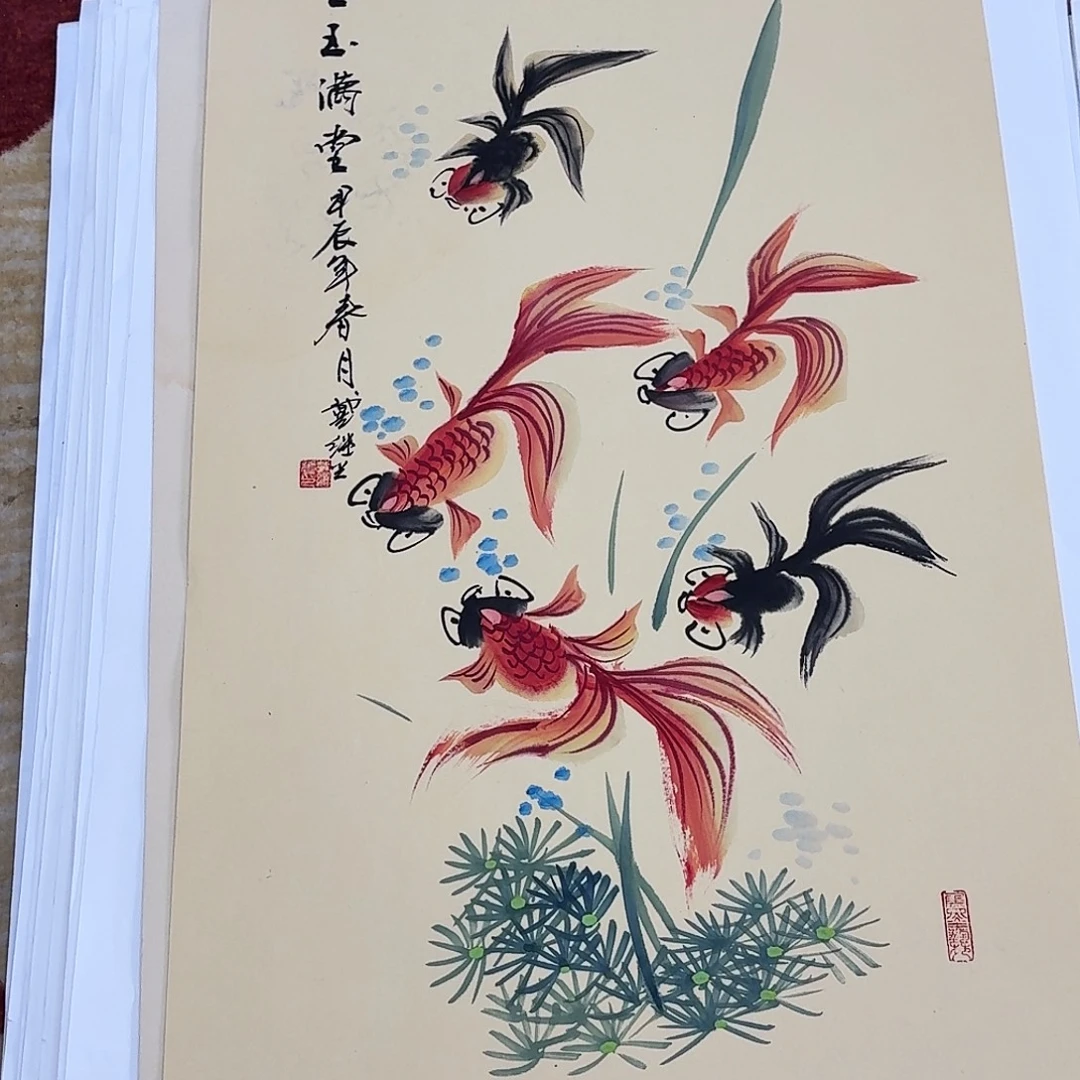 国画三尺整纸手绘作品