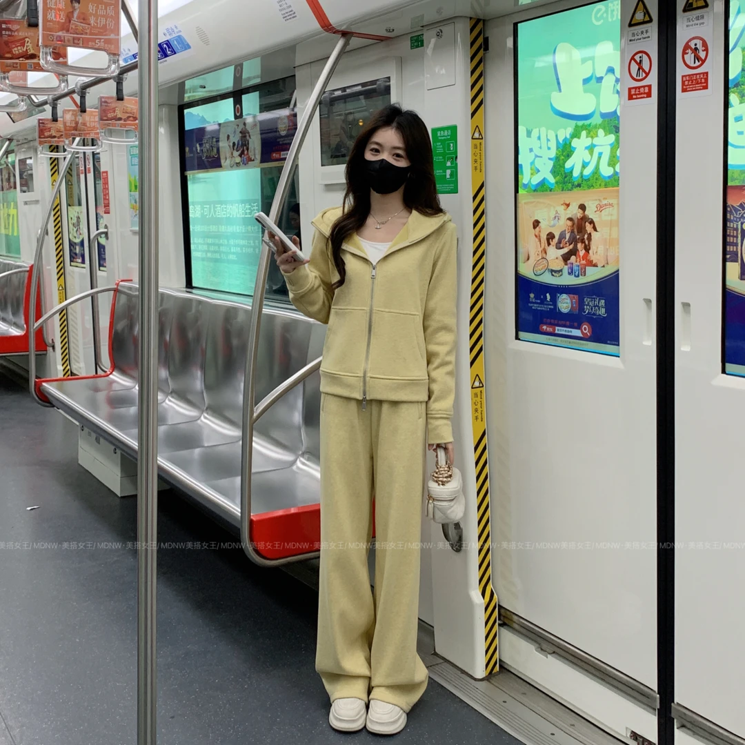 【MDNW】春装新款连帽卫衣时尚套装+阔腿裤运动减龄两件套TZ1912