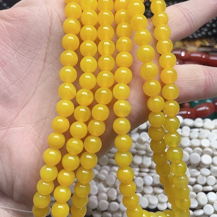 玛瑙/玉髓珠宝半成品未镶嵌一条8mm黄玛瑙