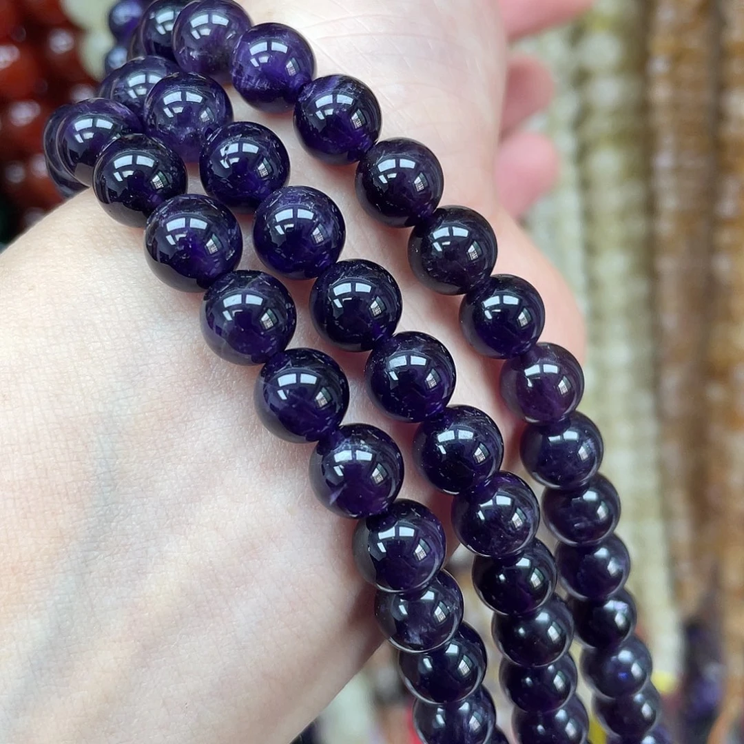 玛瑙/玉髓未镶嵌半成品深紫水晶8m