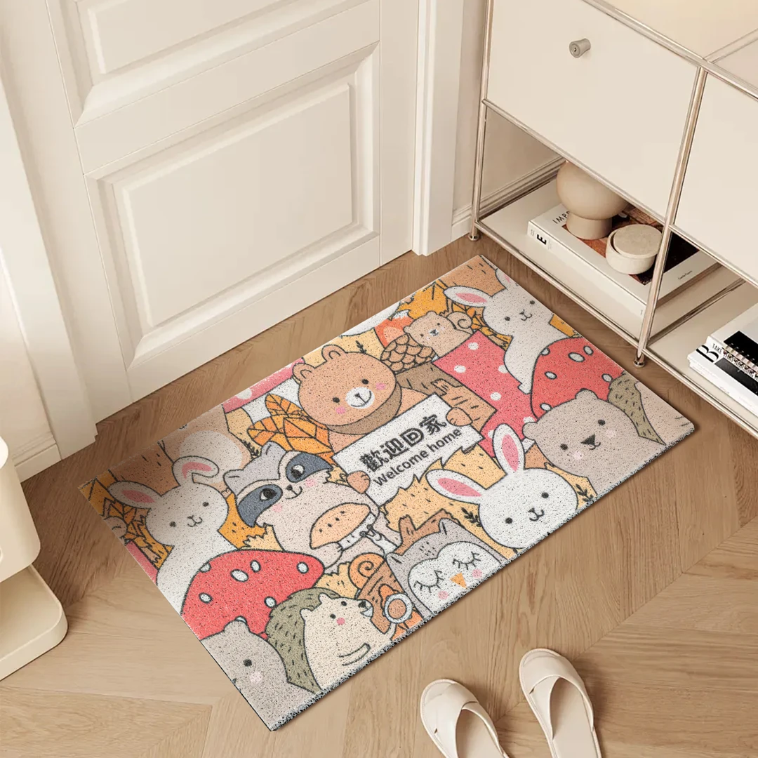 小团圆入户玄关进门脚垫卡通可爱丝圈垫地垫家用卫生间防滑垫