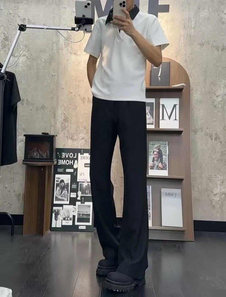 cleanfit弯刀西裤男夏季薄款百搭垂感西装裤高级感美式直筒微喇裤