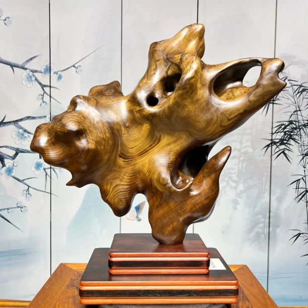 金丝楠小叶桢楠自然随形艺术摆件59/50/20