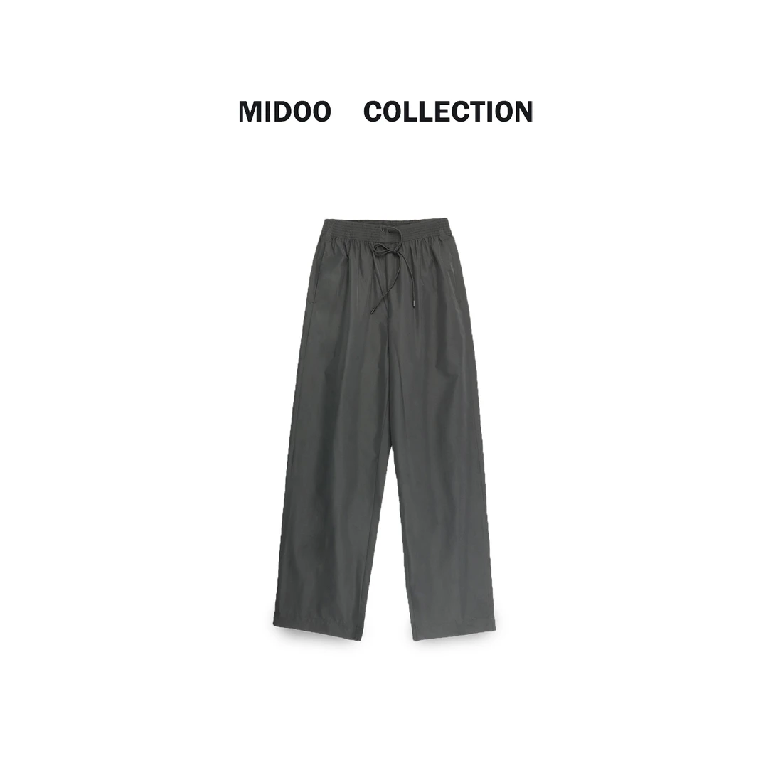 MIDOO 美式高街2024 早春高腰绑带轻薄伞兵裤