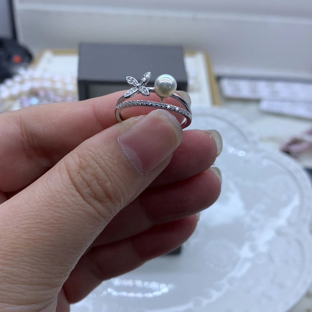 淡水珍珠戒指银S925镶嵌