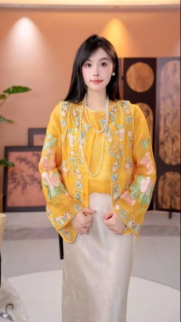 [繁花似锦]H6153初夏南油档口国潮新中式刺绣马甲-沐子