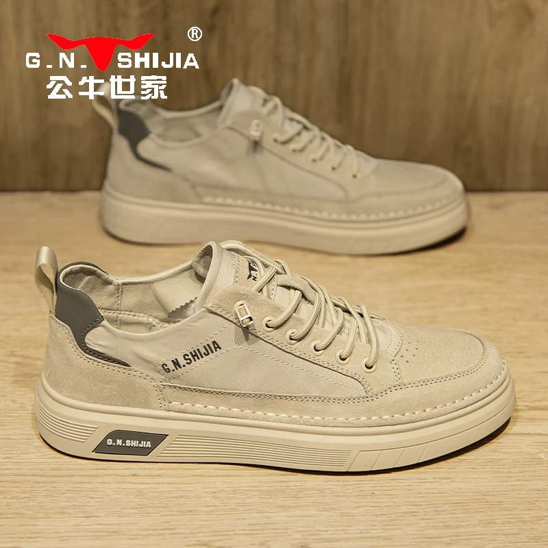 公牛世家男鞋夏季透气低帮休闲板鞋男士轻便软底一脚蹬运动鞋薄款