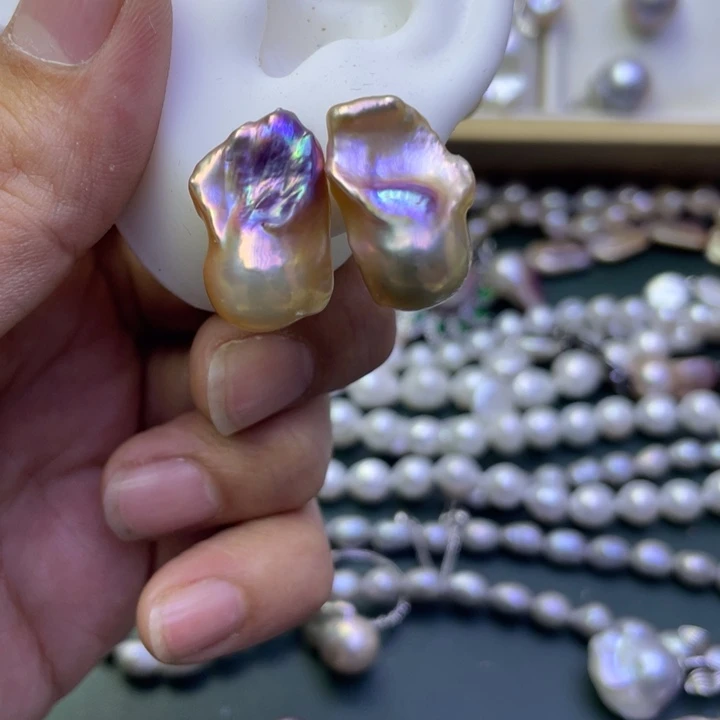 淡水珍珠耳饰银S925镶嵌