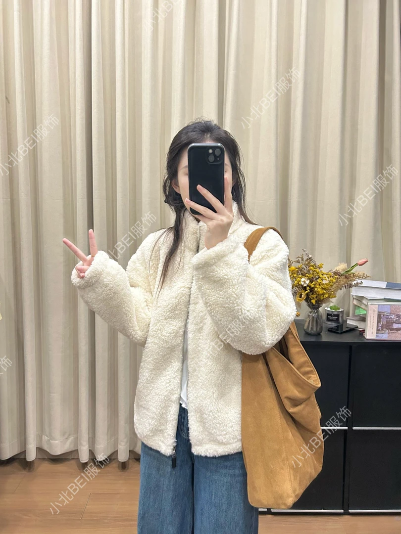 【保命神器 冬日氛围】加绒加厚立领毛毛外套休闲外套