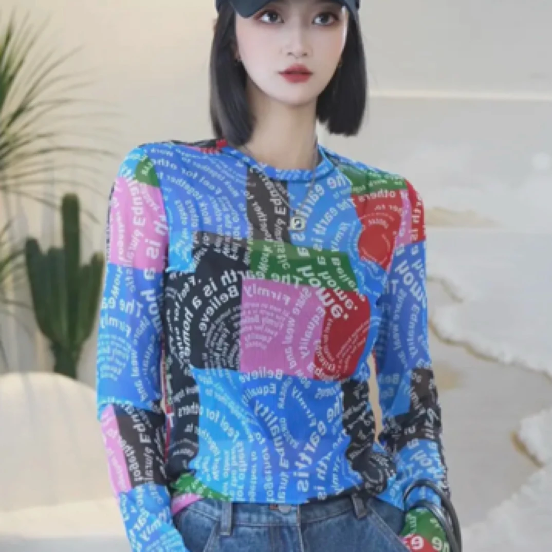 GIRDEAR/哥弟哥弟时尚印花圆领潮流速干户外夏季女款纱衣1300959